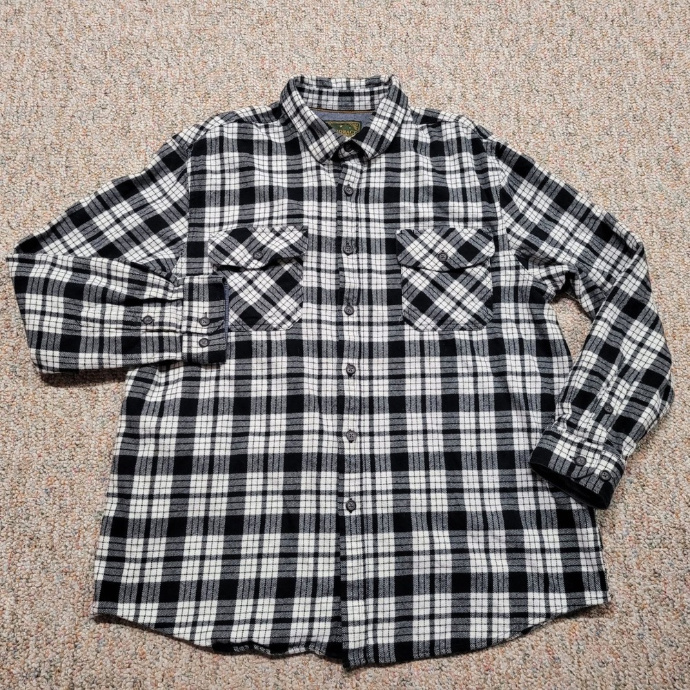 Anchorage Expedition Flannel Shirt Mens XL Black White Plaid Outdoor Workwear